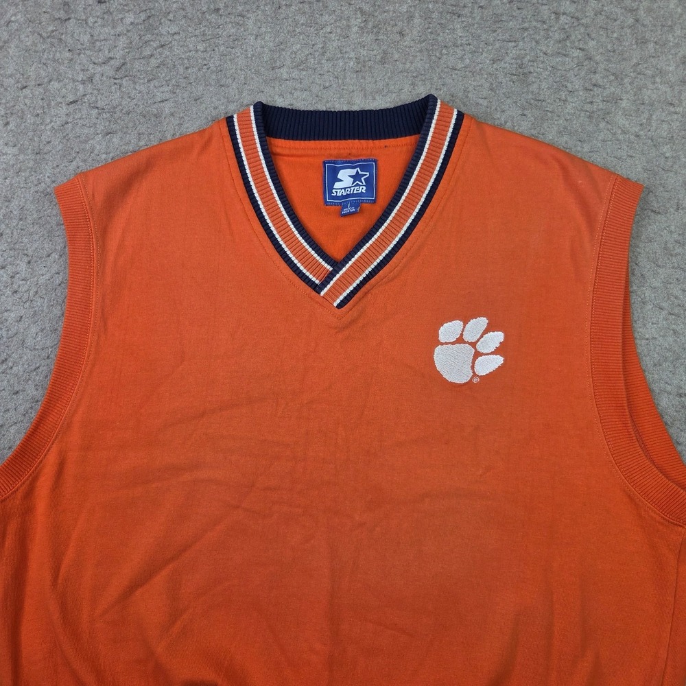 Starter Clemson Tigers NCAA Sweater Vest Orange Sleeveless V Neck